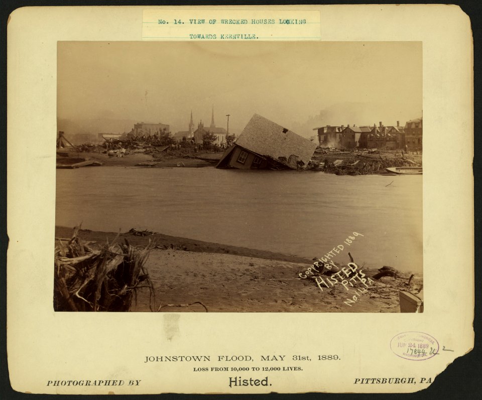 17548u View of wrecked houses, looking towards Kernville, Johnstown Flood