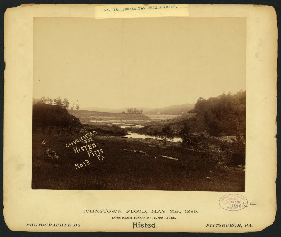 17552u Broken dam from roadway, Johnstown Flood