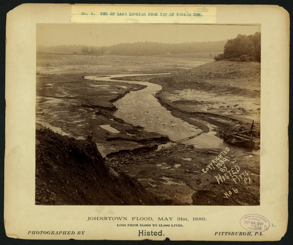 17540u Bed of lake looking from top of broken dam, Johnstown flood