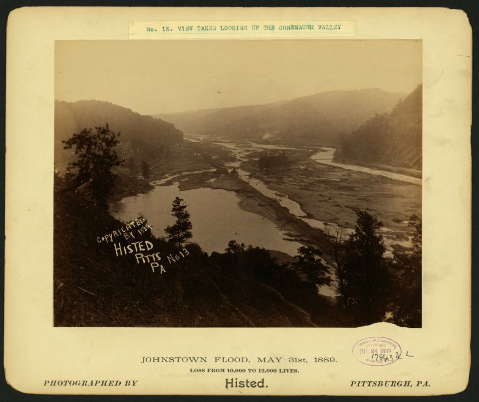 17547u View taken looking up the Conemaugh Valley, Johnstown Flood