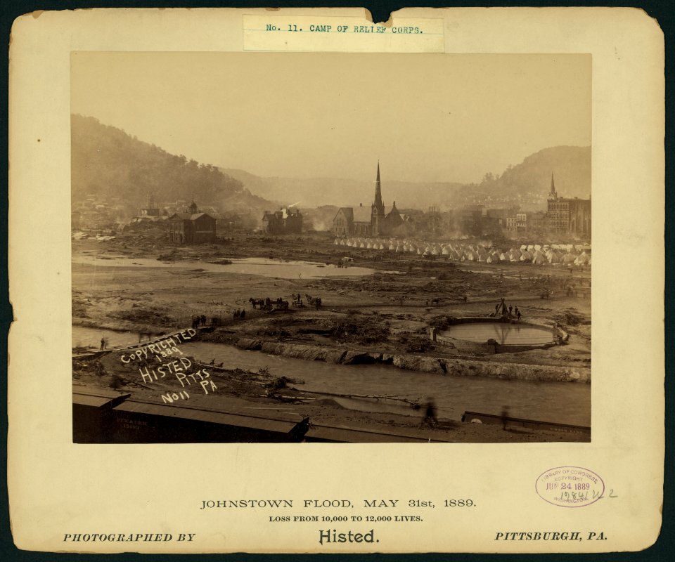 17545u Camp of relief corps, Johnstown Flood, May 31st, 1889