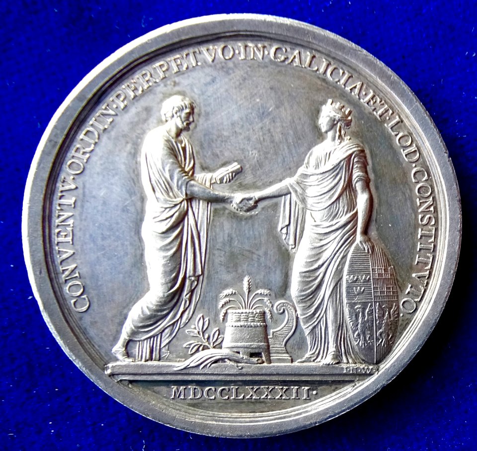 1782 Medal Constitution of the Parliament in Galicia, Poland, reverse