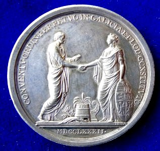 1782 Medal Constitution of the Parliament in Galicia, Poland, reverse