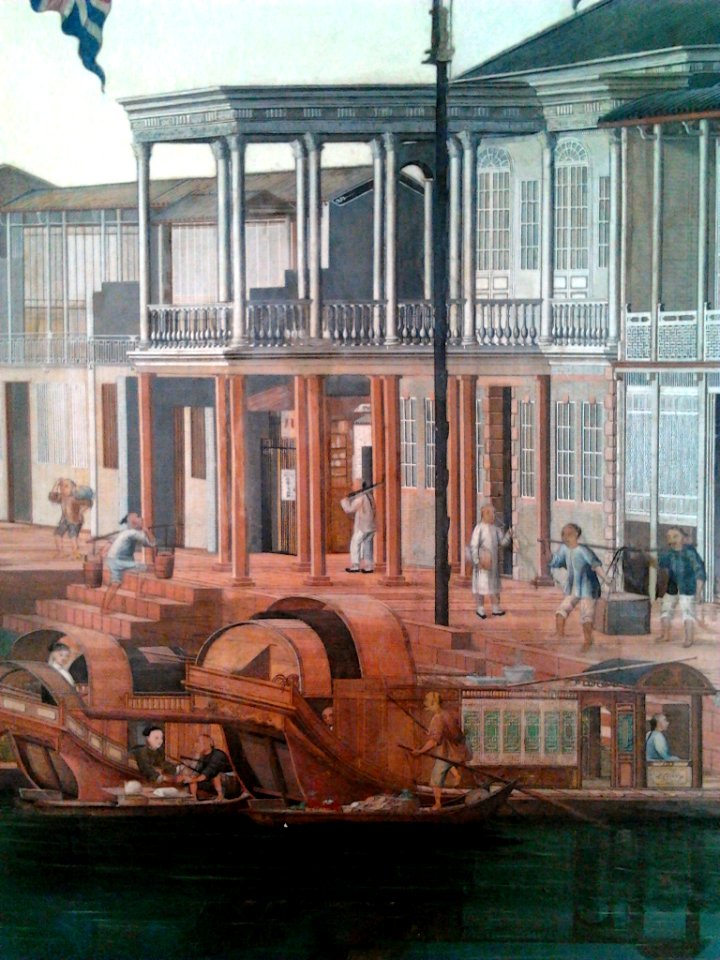 China Wallpaper with a view of Canton (detail)
