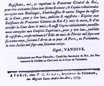 1773 LETTRES PATENTES DU ROI IMPRIME SIGNE Nicolas Felix VANDIVE