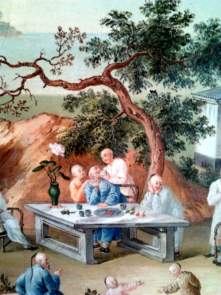 China Wallpaper with a rural landscape (detail)