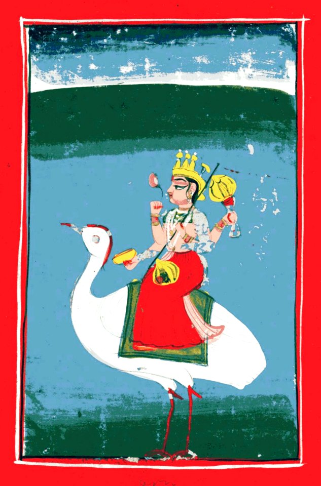 1800 CE Sarasvati on hamsa सरस्वती हंस painting