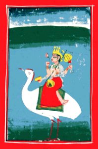 1800 CE Sarasvati on hamsa सरस्वती हंस painting