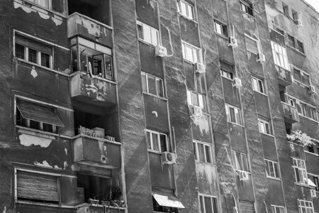 Apartment black and white balcony photo