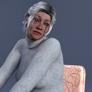 Woman grey hair rage