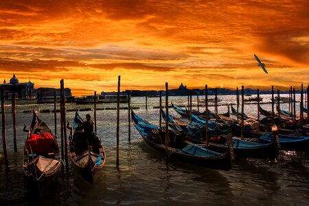 Gondola waters sunset photo