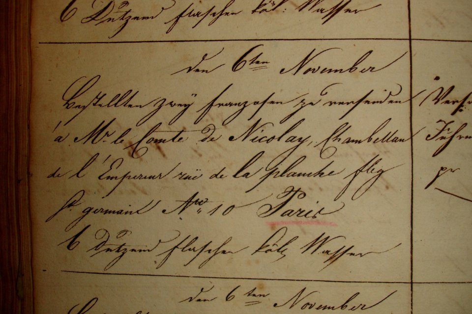 1811-11-06-Bestellung fuer Napoleon durch seinen Kammerdiener