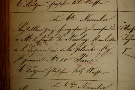 1811-11-06-Bestellung fuer Napoleon durch seinen Kammerdiener
