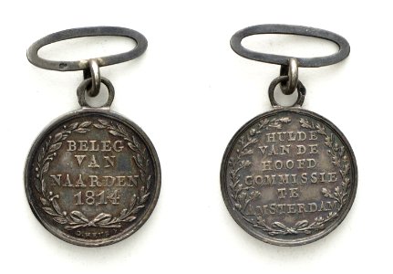 1814, draagpenning voor het deelnemen aan het beleg van Naarden, objectnr PA 1748