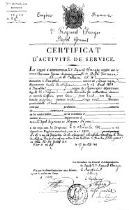 1819-07-27 Regiment Isenburg Wehrdienstbescheinigung