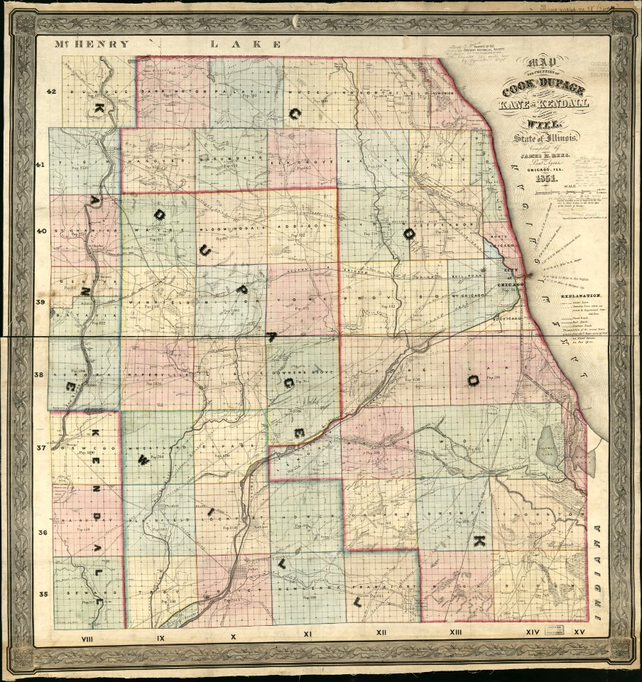 1851 Rees map of Chicagoland