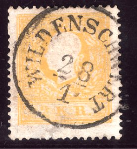 1858 Stamp Austria-Hungary 0010 II a, Ústí nad Orlicí, 28 January