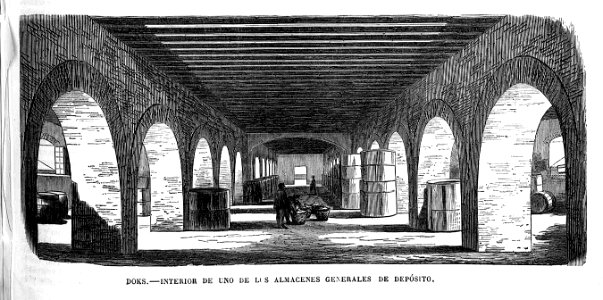 1864-08-21, El Museo Universal, Doks, Interior de uno de los almacenes generales de depósito