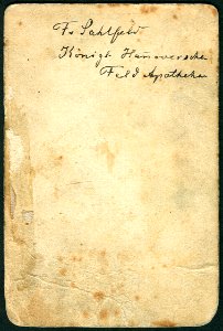 1866-06-27 Battle of Schlacht bei Langensalza CDV anonymer Fotograf, Juli, Brustbild Soldat Friedrich Sahlfeld, Königlich Hannoverscher Feld-Apotheker, Revers