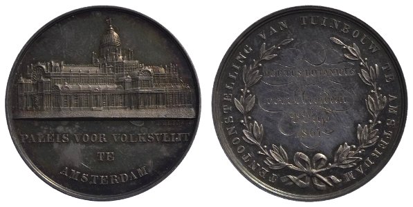 1867, tuinbouwtentoonstelling in het Paleis voor Volksvlijt, prijsp. t.n.v. hortus botanicus, objectnr PA 2189