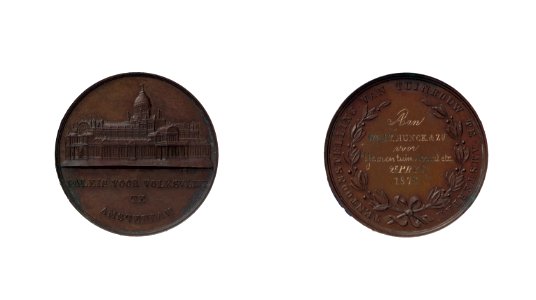 1870, tuinbouw tentoonstelling in het Paleis voor Volksvlijt prijspenning vd - t.n.v wed. J.T. Hunck & Zn. objectnr PA 1422