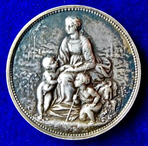 1871 Medal by Chaplain, Mother with 2 Children during the Siege of Paris 1870-1871, obverse
