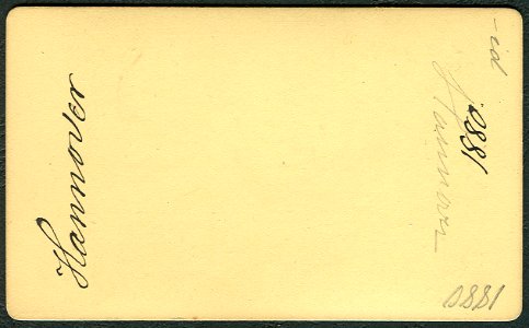 1877 Blick vom Café Robby (später Kröpcke) und Haus Heinemann in Hannover durch die Georgstraße Richtung Steintor, Rückseite CDV