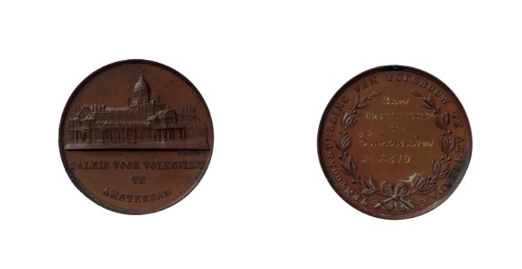 1880, tuinbouw tentoonstelling in het Paleis voor Volksvlijt prijspenning vd - t.n.v wed. J.T. Hunck & Zn. 1880, objectnr PA 1424