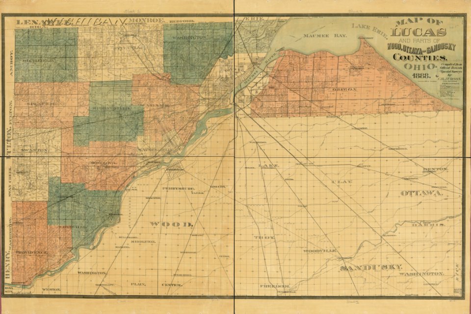 1888 Map of Lucas and parts of Wood, Ottawa and Sandusky Counties, Ohio