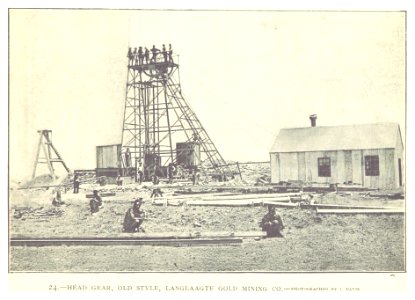 LANGLAAGTE GOLD MINING CO. head gear, old style photo