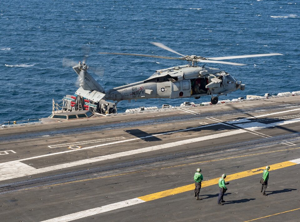 United states navy helicopter takeoff