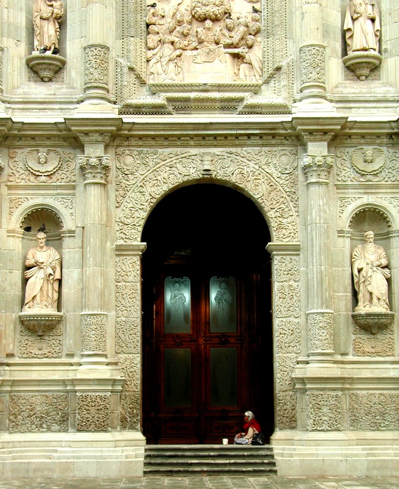 Entranceway of the cathedral of the city of oaxaca