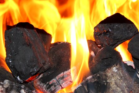 Lumps of coal heat flames