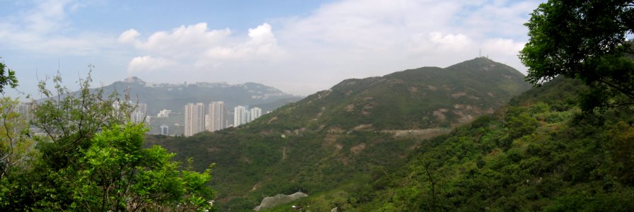 Hong Kong Island from Ocean Park, panorama, Mar 06