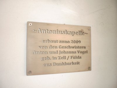 Jossa-Hosenfeld; Widmungstafel