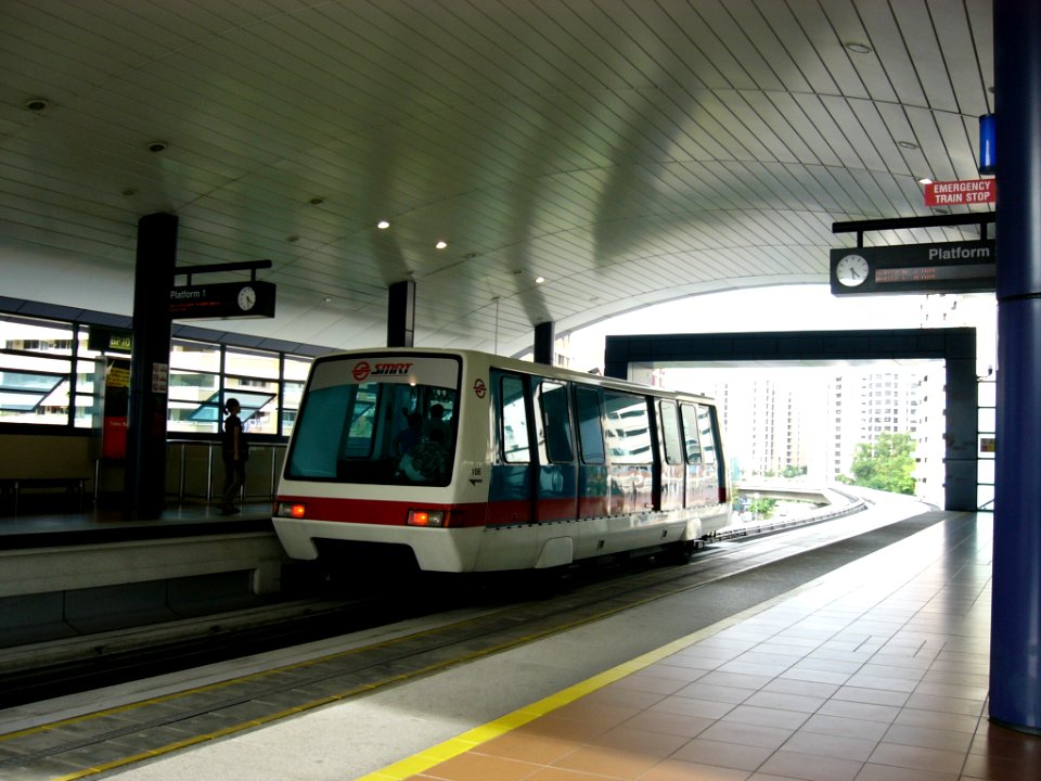 Light Rail Transit train at Fajar LRT Station, Singapore - 20060422