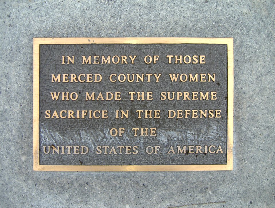 Memorial plaque to women, Merced County Veterans Memorial, California - 20060409