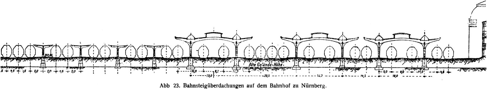 Abb 23 Bahnsteigüberdachungen auf dem Bahnhof zu Nürnberg 001