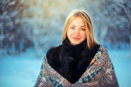 Woman snow russian woman photo