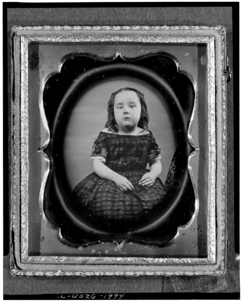 Anne Dudley Roberts, three-quarter length portrait, facing front, as a girl, 3d01994u