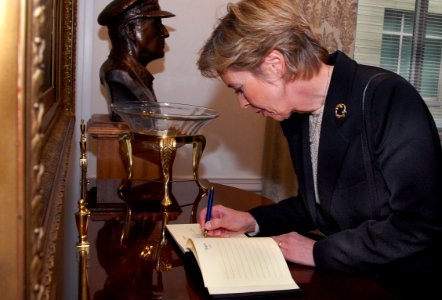 Anne-Grete Strøm-Erichsen signing Guestbook, November 2007 photo