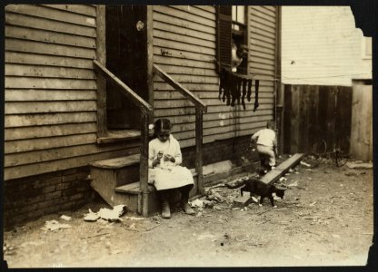Annie Fedele, 22 Horace Street, Sommerville, Mass. This is one of the places she works on crochet. See other photos and Home Work report. LOC nclc.04259