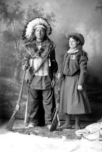 Annie Oakley with Indian by DF Barry photo