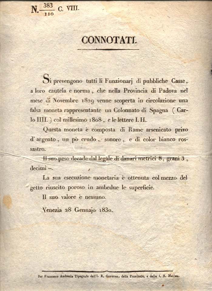 Annuncio falsi colonnati