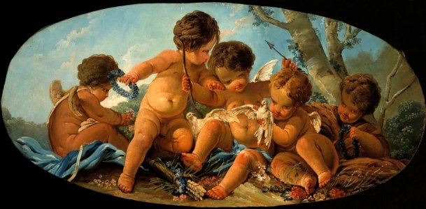 Anonyme - Groupe de cinq Amours avec des colombes - 1928.180 - Musée Cognacq-Jay