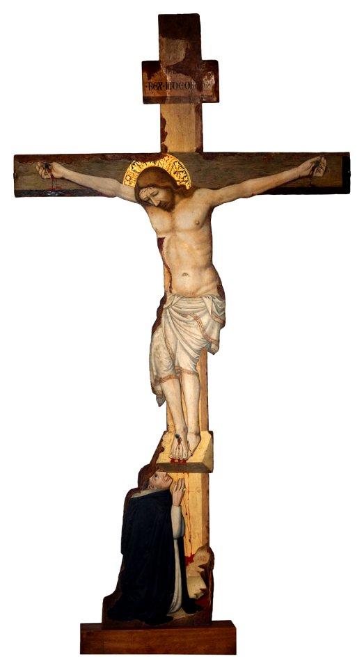 Anonyme italien du sud - Le Christ en croix avec l'orant du cardinal Guilhem Peire Godin - Musée des Augustins - 49 6 15