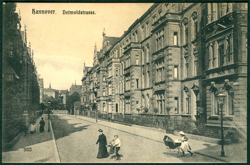 Anonymer Fotograf PC 0933 Hannover. Detmoldstrasse. Bildseite, Blick in Richtung Sallstraße Henriettenstiftung
