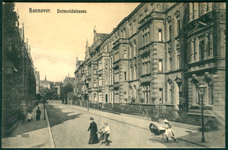 Anonymer Fotograf PC 0933 Hannover. Detmoldstrasse. Bildseite, Blick in Richtung Sallstraße Henriettenstiftung
