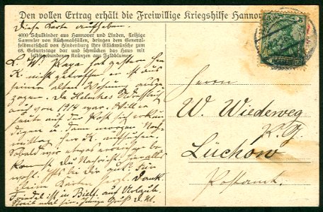 Anonymer Fotograf PC 4000 Schulkinder aus Hannover und Linden ... Küchenabfälle ... Generalfeldmarschall von Hindenburg ... 68. Geburtstag Adressseite W. Wiedeweg Lüchow