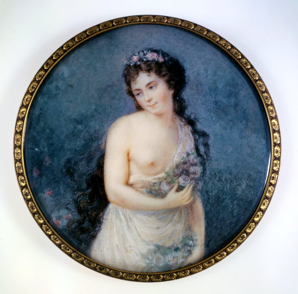 Anonymous - Portrait d'une jeune femme brune en Flore - J723 - Musée Cognacq-Jay